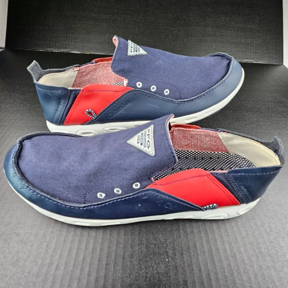Columbia PFG Bahama Vent Loco II Mens 13 Navy Red Boat Shoes BM2663-468